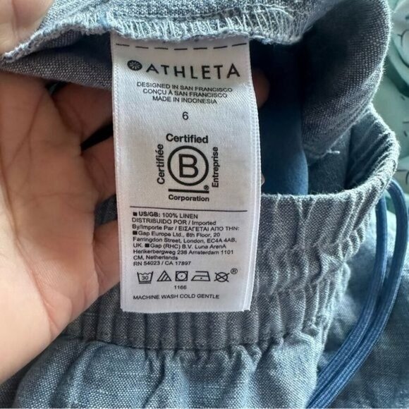 Athleta 6 Retreat Wide Leg Linen Pant in Chambray Blue - Picture 7 of 10